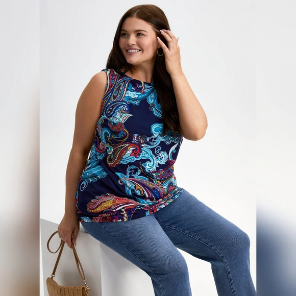 Laura-Paisley Print  Sleeveless Top - Picture 4 of 13